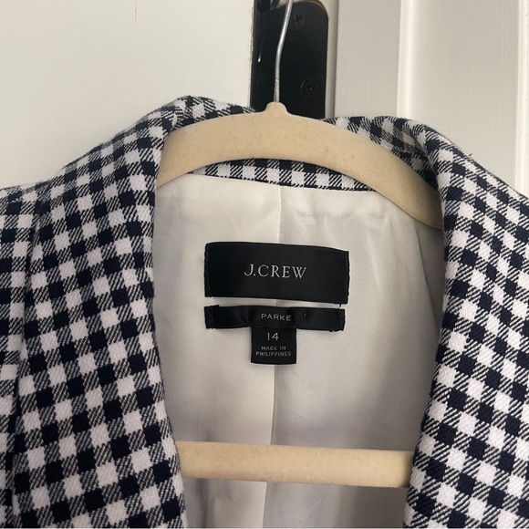 J. Crew Parke blazer in gingham stretch linen navy white - Picture 3 of 5